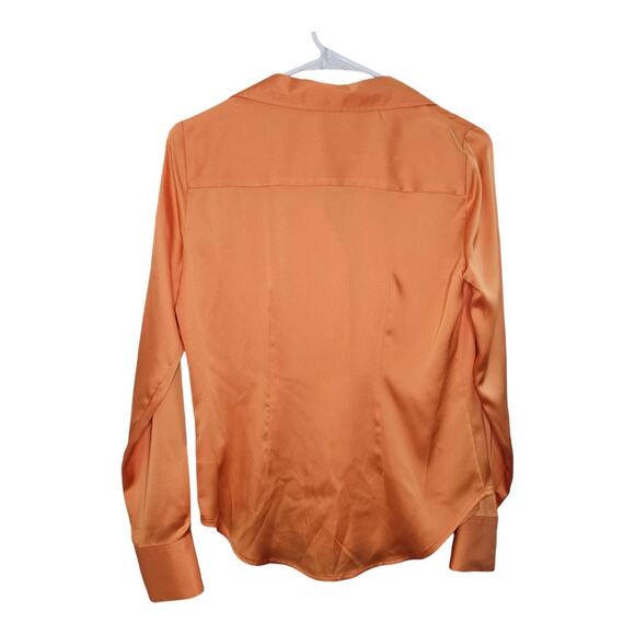 NEW Women's Worthington Satin Long Sleeve Button-Down Shirt in Orange (Size: XS) - Picture 6 of 9